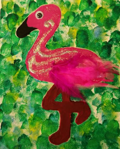 Collage mit Flamingo